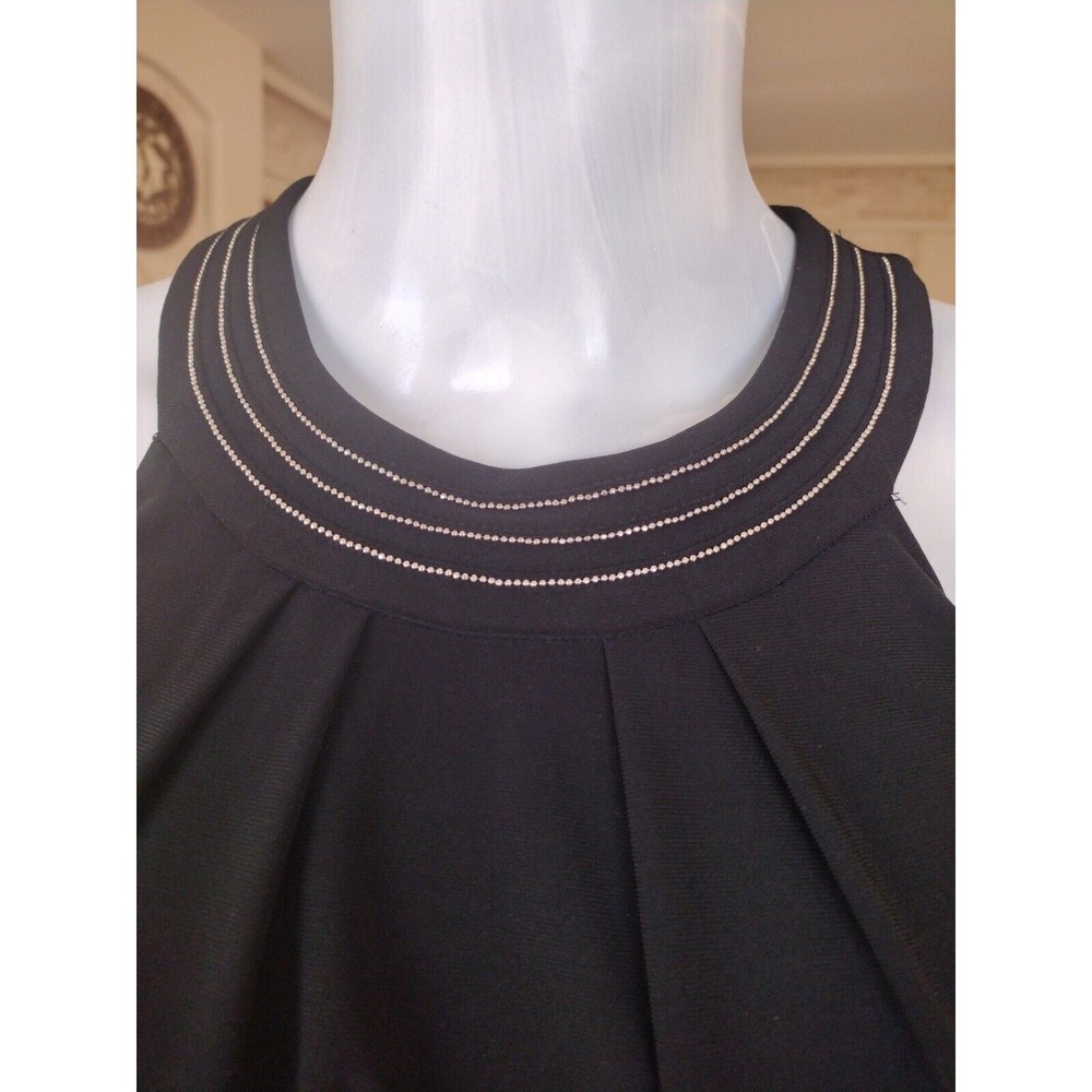 White‎ House Black Market Dress Women S Black Flapper Party Rhinenstone Neck - Picture 2 of 8